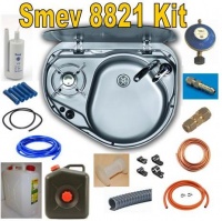 Dometic Smev 8821 KIT - 1 Burner Hob And Sink Combination Unit with Glass Lid